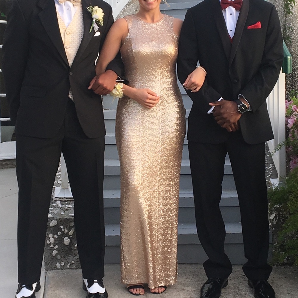 Gold sequin prom dress